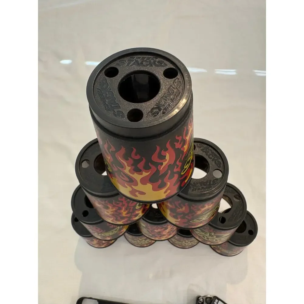 Speed Stacks Set Of 10 Flame Themed Stacking Cups With Holder Great Condition